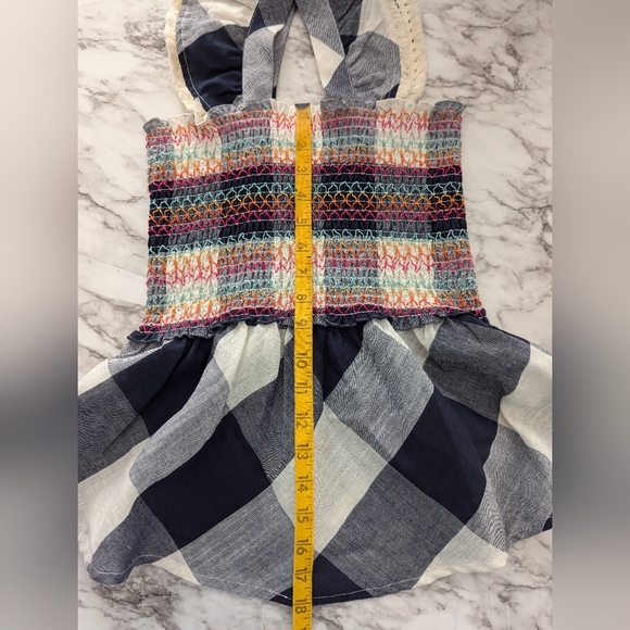 Women's Plaid Ruffle Tank Smocked Gingham Cotton Blend size XS - Picture 5 of 7